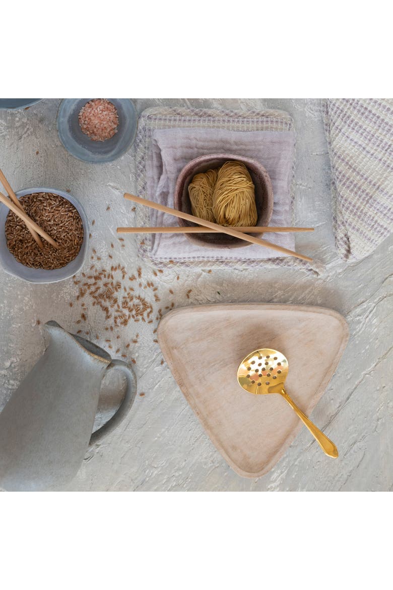 Mango Wood Tray, Triangular Shaped, Alternate, color, Off White
