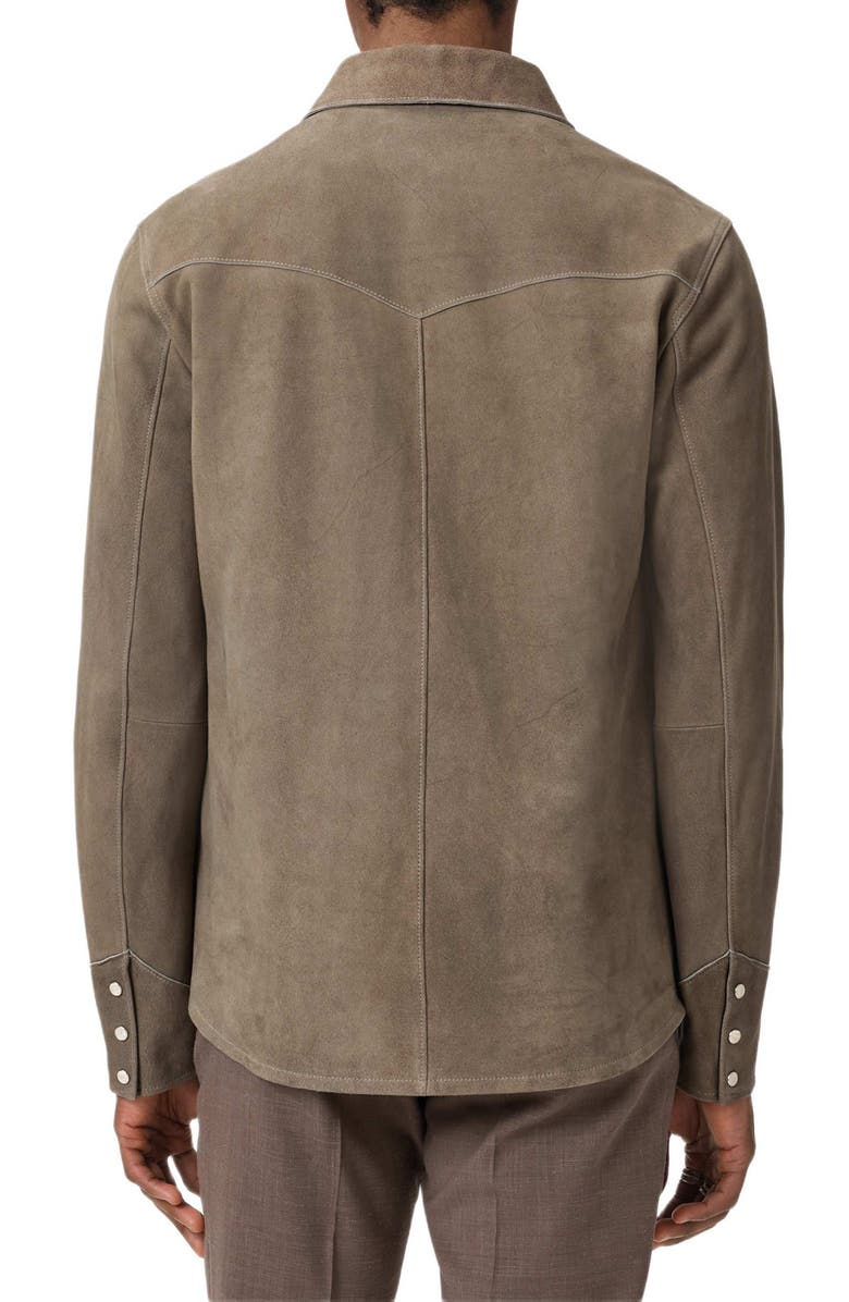 John Varvatos Sage Suede Shirt Jacket, Alternate, color, Haze Grey
