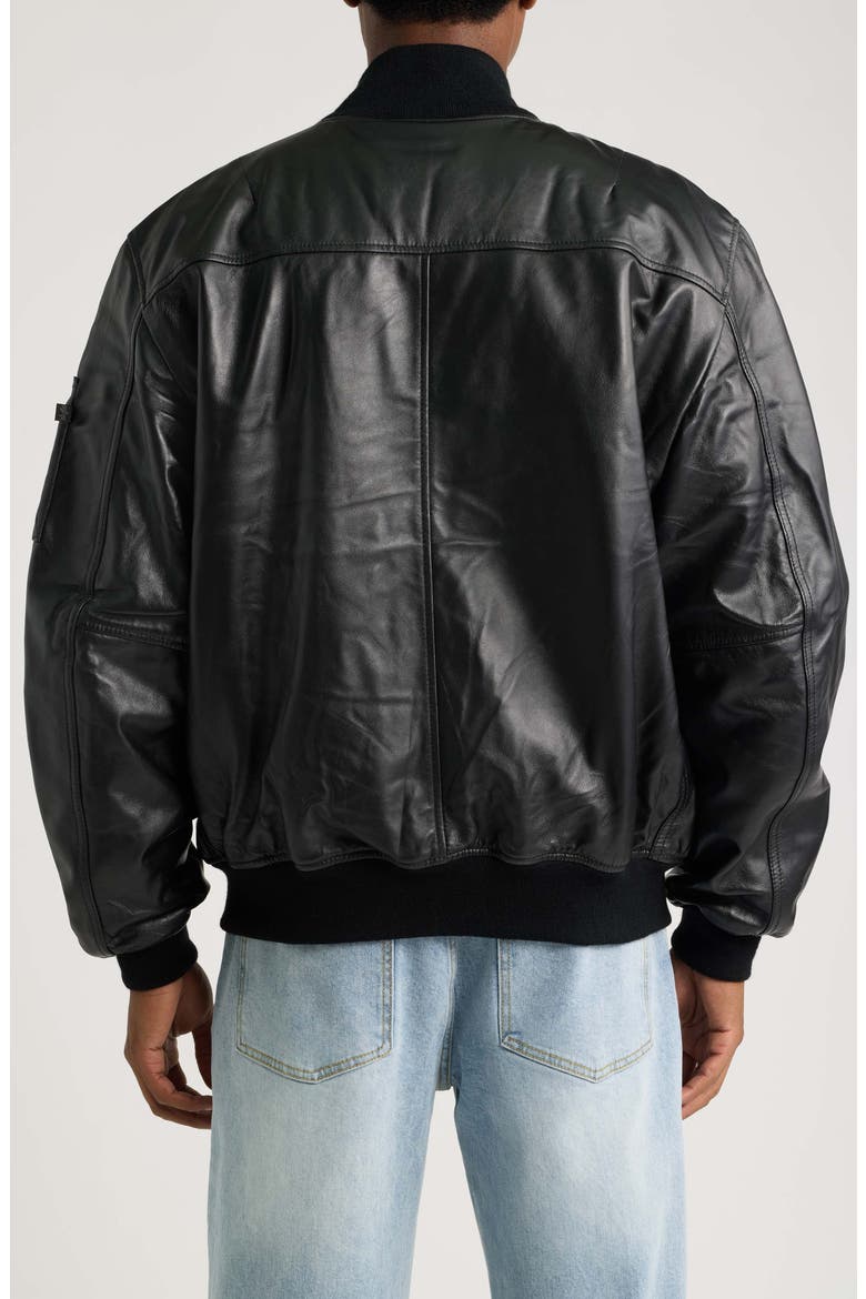 MA-1 Heritage Leather Bomber Jacket, Alternate, color, BLACK