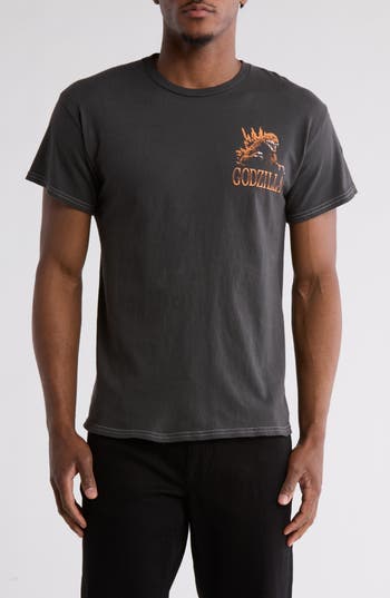 Shop Ripple Junction Godzilla Cotton Graphic T-shirt In Pigment Dye Black