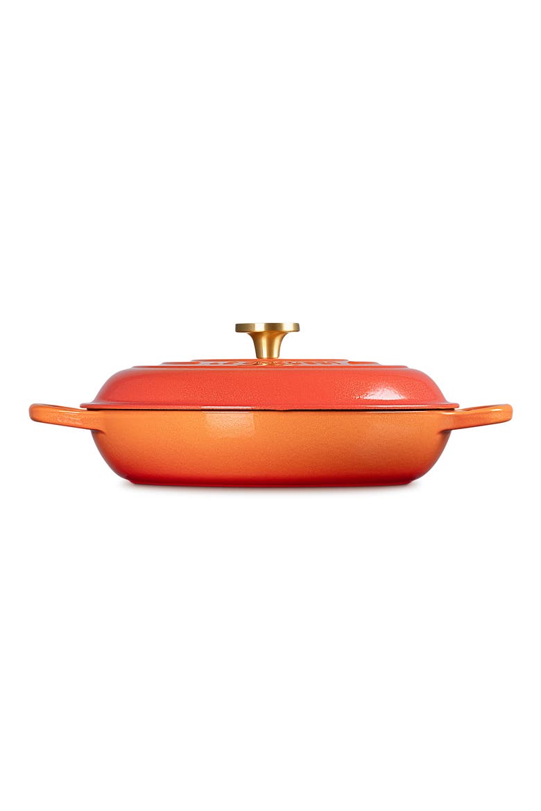Signature Enameled Cast Iron Covered Braiser, Alternate, color, FLAMME DOREE