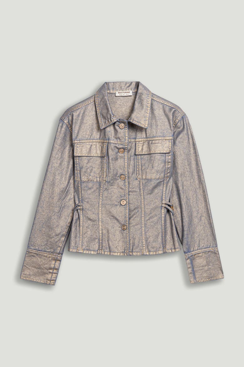 Metallic Denim Jacket, Alternate, color, Metallic Gold