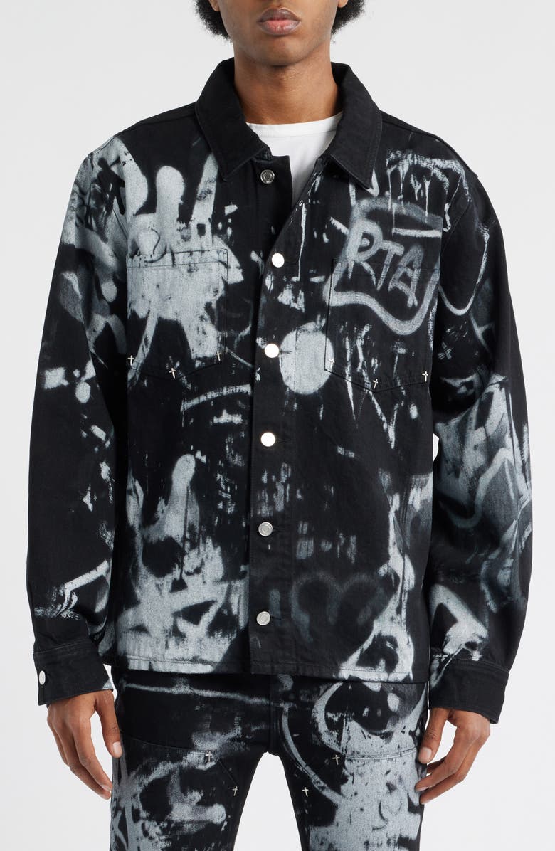 RtA Norris Graffiti Shirt Jacket, Alternate, color, Graffiti Graphite