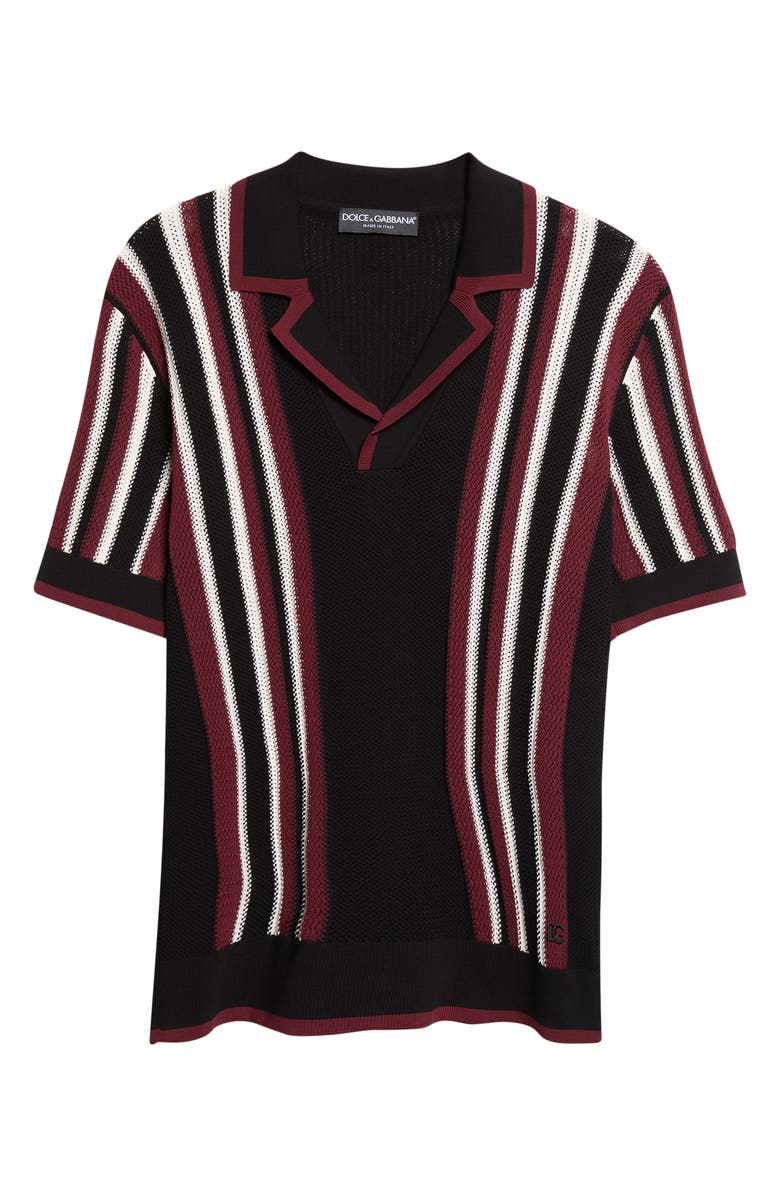 Dolce&Gabbana Serafino Stripe Polo, Main, color, N9875 Nero/ B.co/ Bordeaux