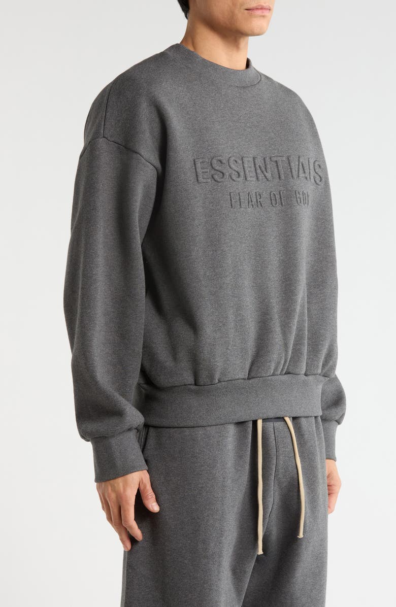 Fear of God Essentials Classic Fit Fleece Crewneck Sweatshirt, Alternate, color, Charcoal Heather