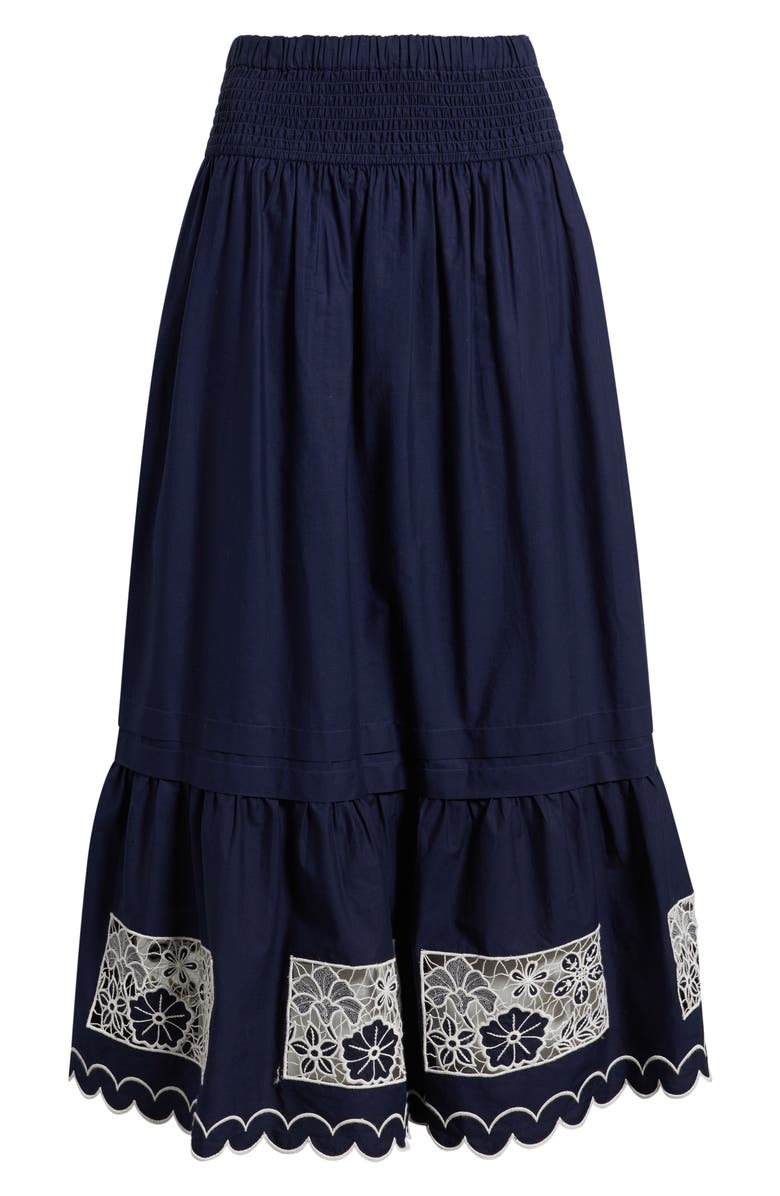 LOVE THE LABEL Nolan Embroidered Maxi Skirt, Alternate, color, Navy W White Embroidery