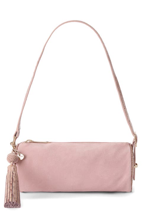 Billie Croc Embossed Leather Barrel Bag