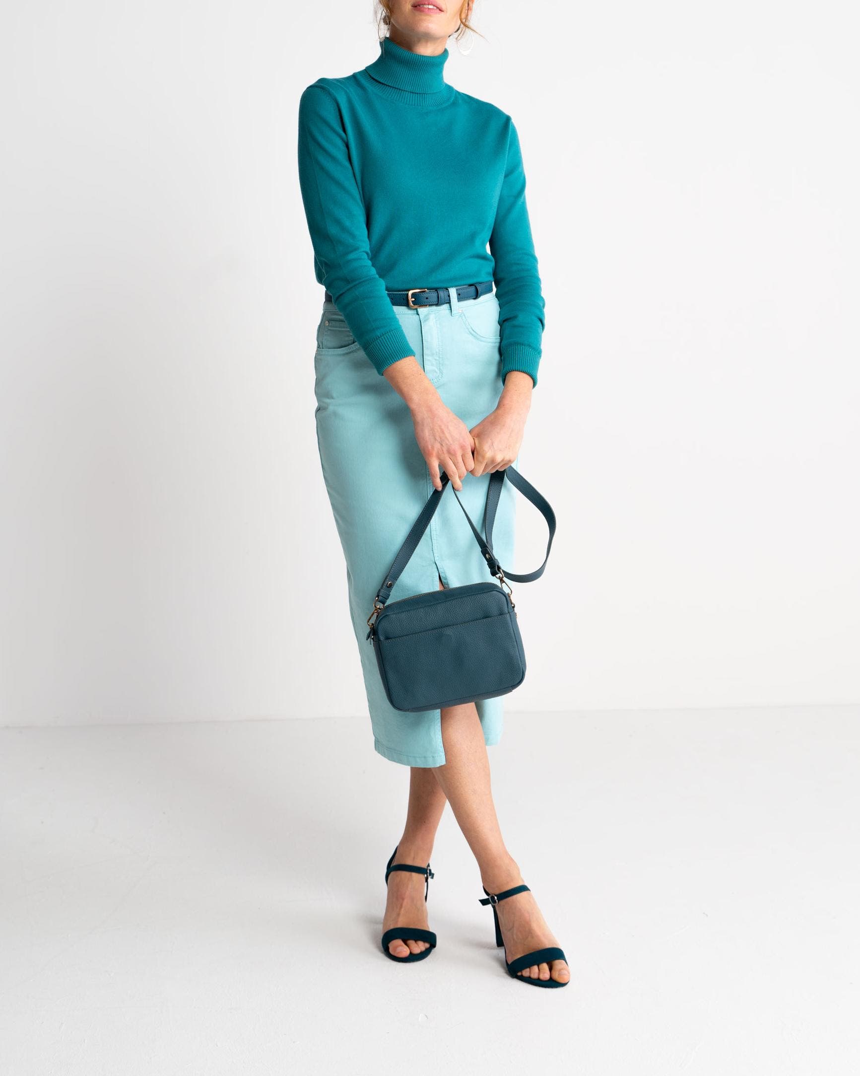 Kettlewell Leather Cross Body Bag, Alternate, color, Grey Teal