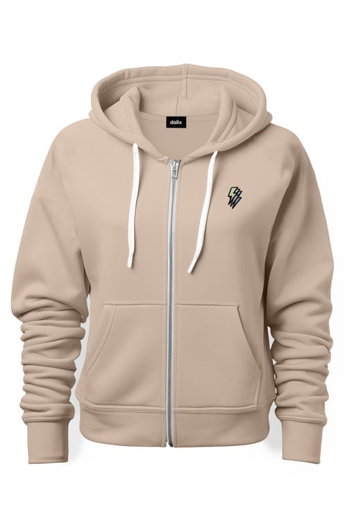 Dalix Lightning Bolt Zip Hoodie In Tan