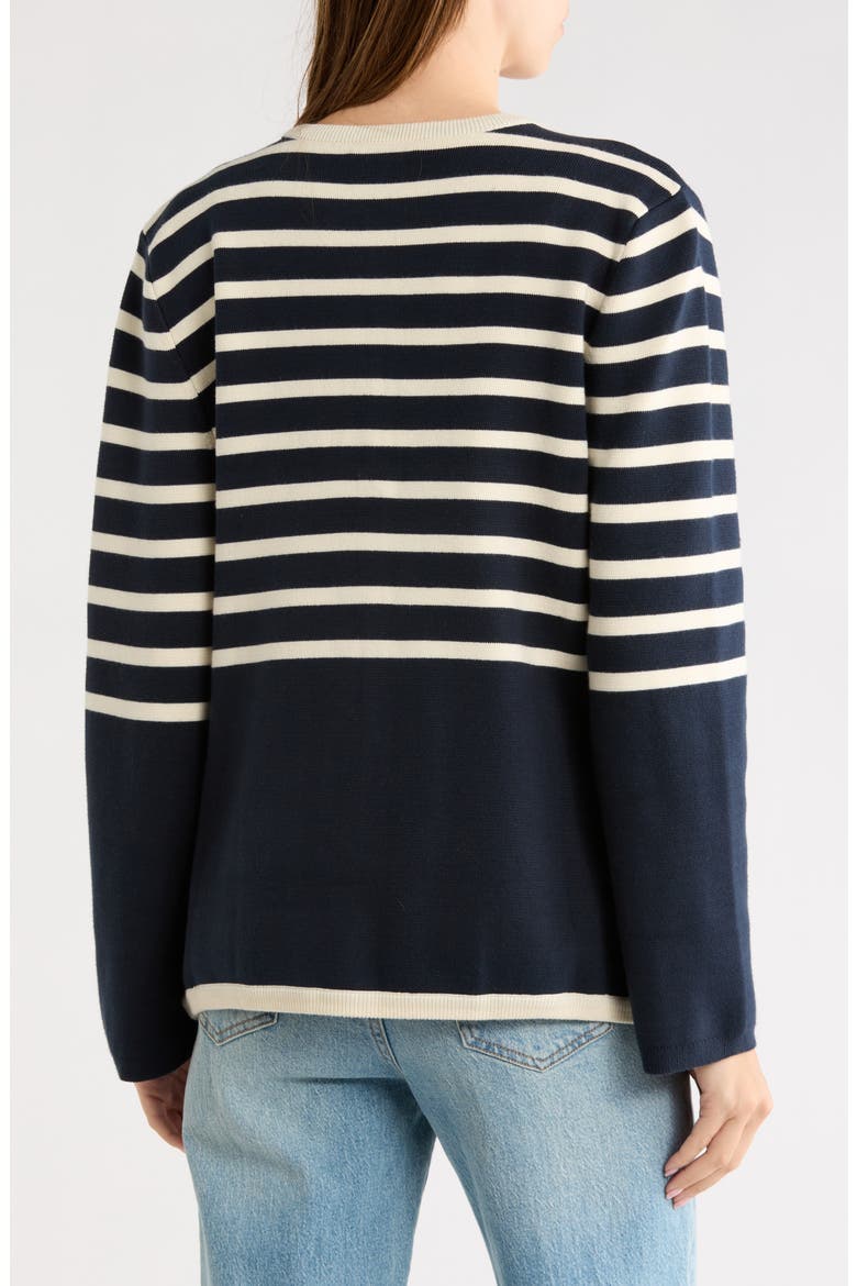 Dee Stripe Long Cardigan, Alternate, color, NVSTR