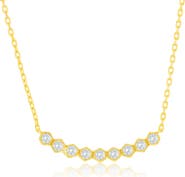 SIMONA Cubic Zirconia Hexagonal Curved Bar Necklace