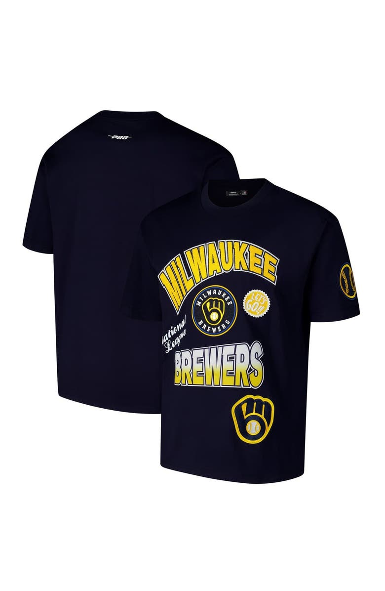 PRO STANDARD Men's Pro Standard Navy Milwaukee Brewers Turn It Up Dropped Shoulder T-Shirt, Main, color, Navy
