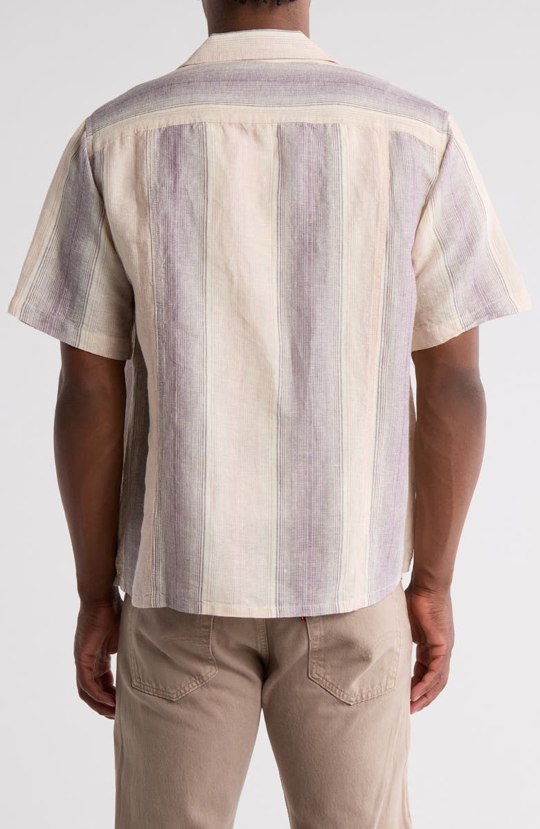 Corridor Sunset Stripe Cotton Blend Camp Shirt, Alternate, color, Violet