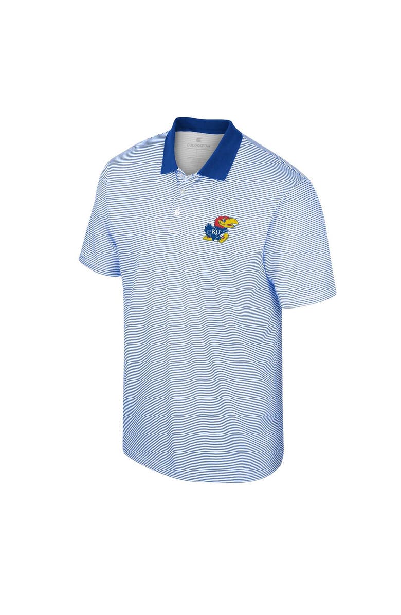 COLOSSEUM Men's Colosseum White/Royal Kansas Jayhawks Print Stripe Polo, Alternate, color, 