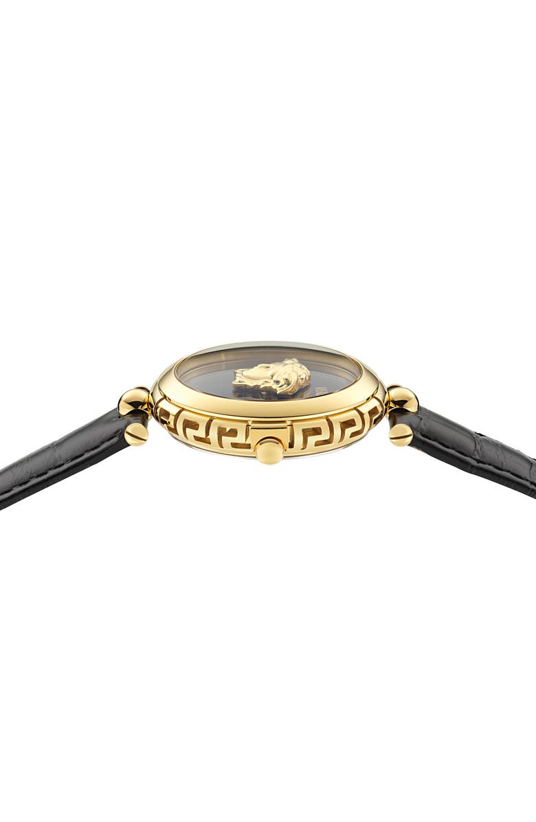 Versace Medusa Heritage Leather Strap Watch, 38mm, Alternate, color, 