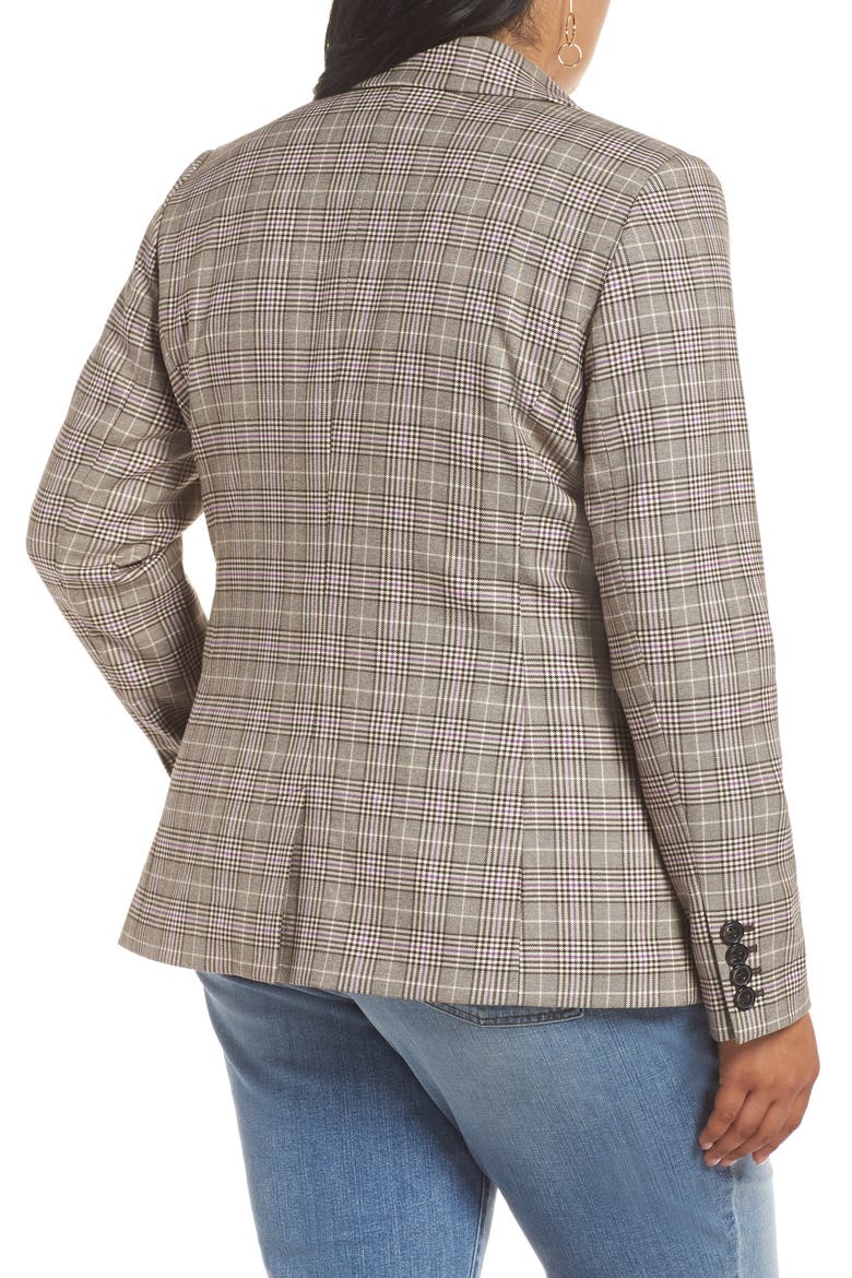 Dart Detail Blazer, Alternate, color, BROWN- PURPLE CHECK