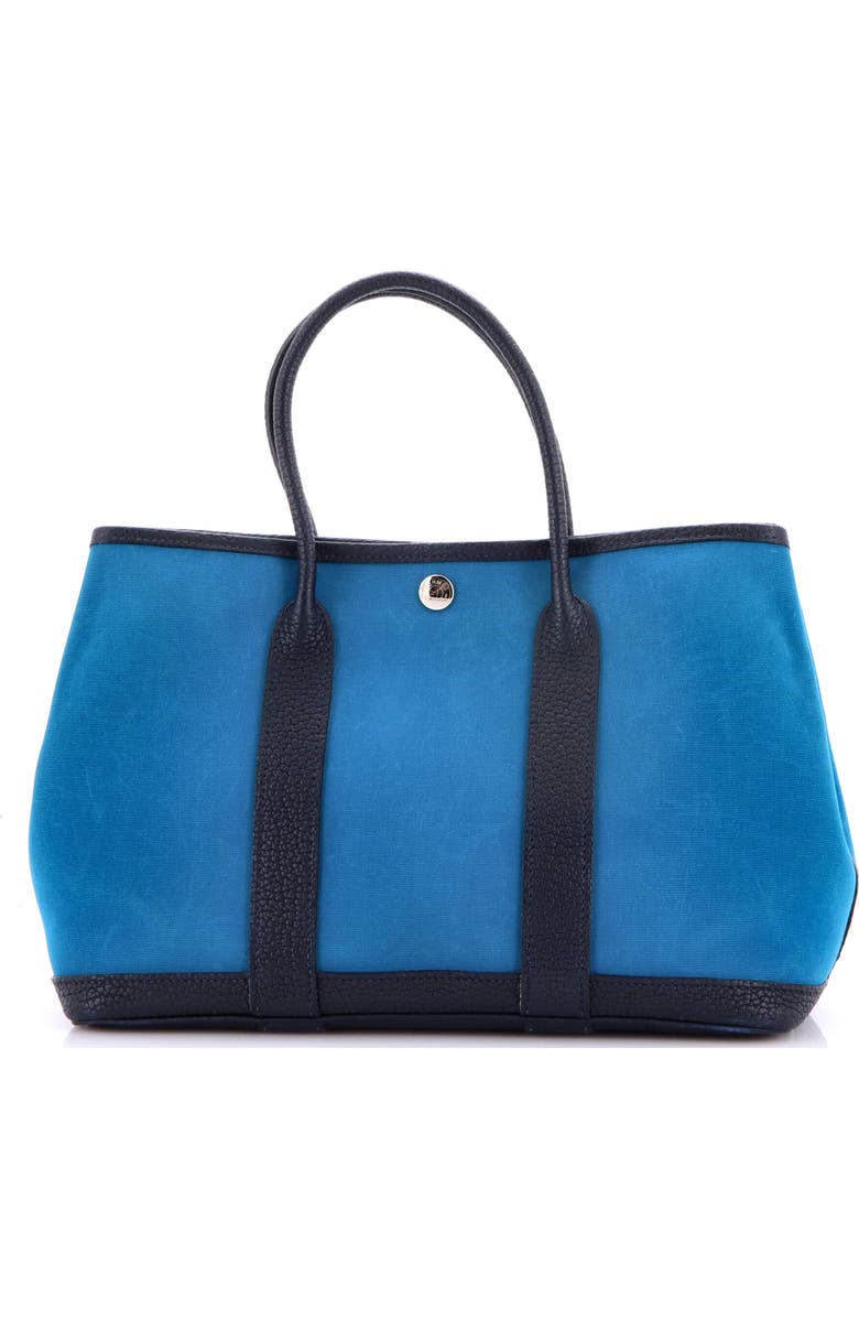 Pre-Owned Hermes Garden Party Tote Toile and Leather 30, Main, color, Bleu Izmir