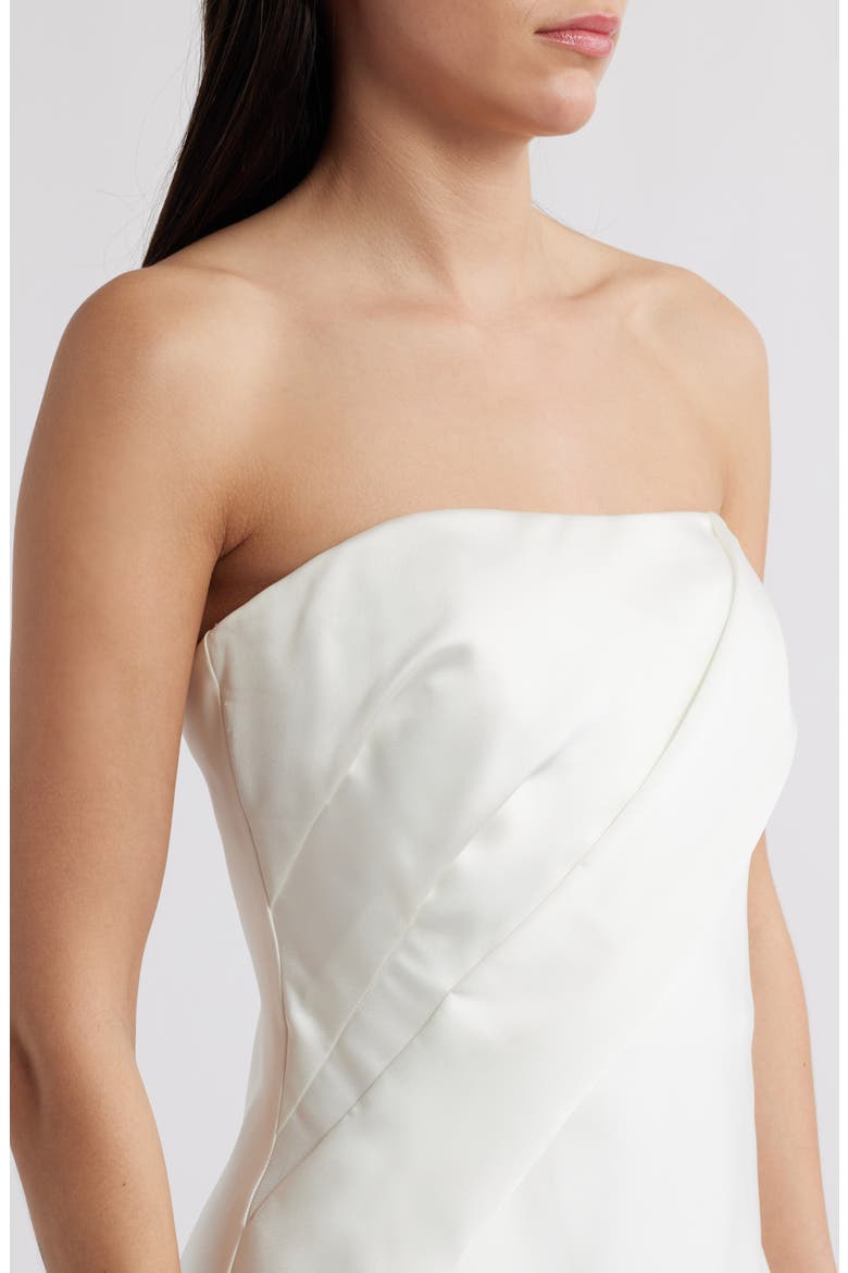 Asymmetric Strapless Satin Midi Dress, Alternate, color, IVORY