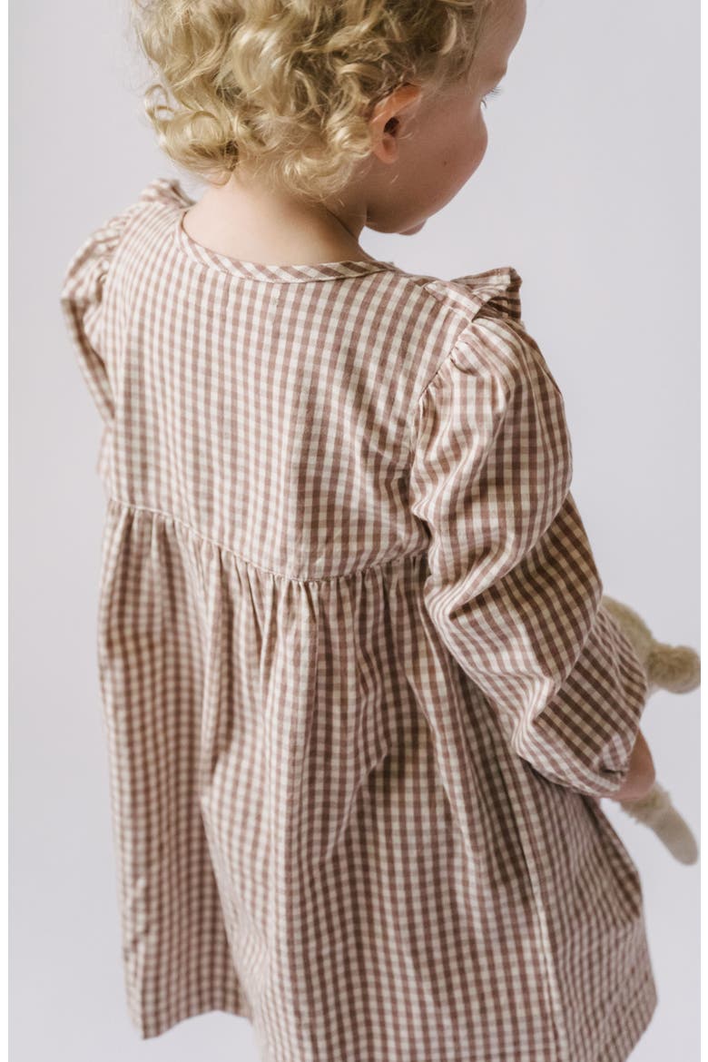 Gingham Ruffle Organic Cotton Dress, Alternate, color, THISTLE