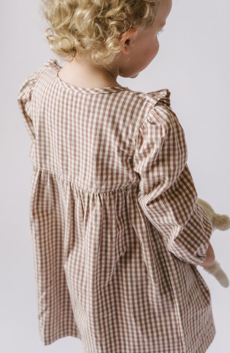 Pehr Gingham Ruffle Organic Cotton Dress, Alternate, color, Thistle