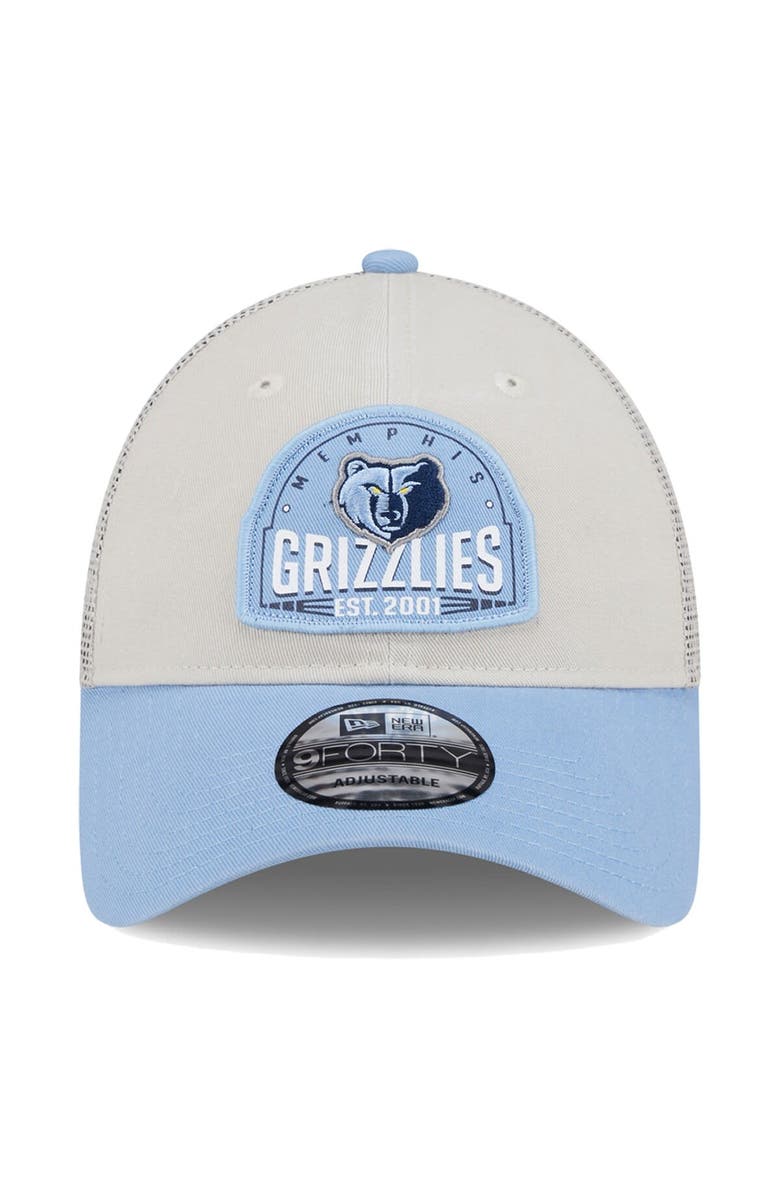 New Era Men's New Era Khaki/Light Blue Memphis Grizzlies Throwback Patch Trucker 9FORTY Adjustable Hat, Alternate, color, Khaki