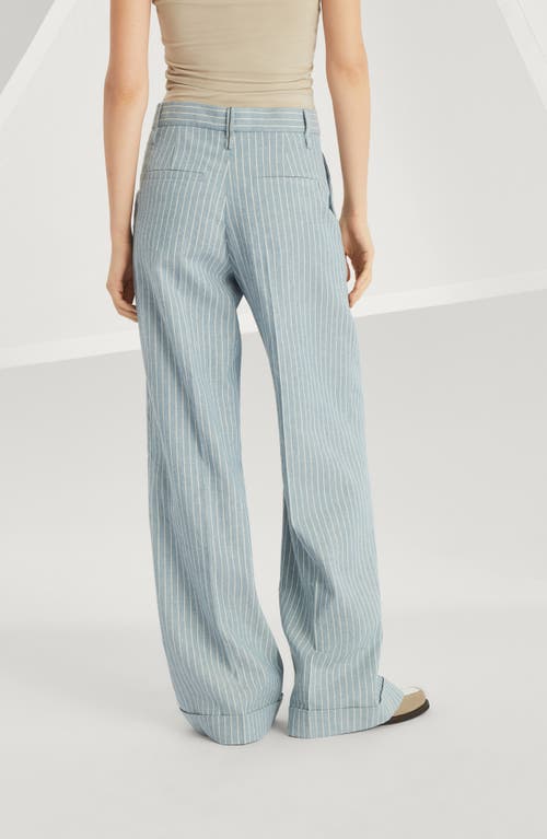 Brunello Cucinelli Loose Flared Trousers In Avio Blue
