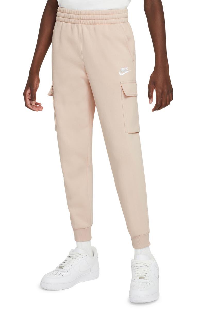 Nike Kids' Sportswear Club Fleece Cargo Joggers, Main, color, Sand Drift/ White