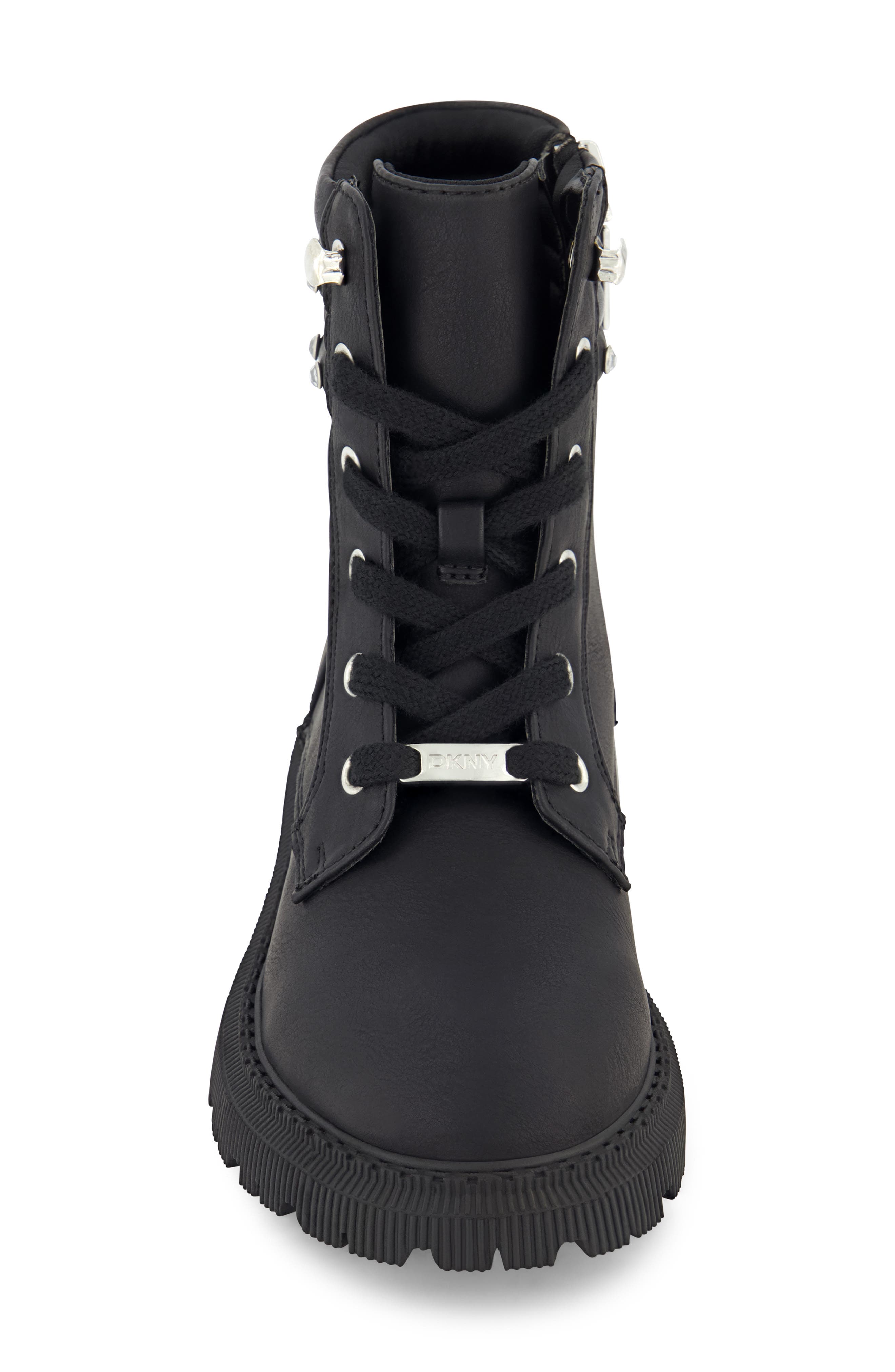 DKNY Kids' Ava Embellished Lug Sole Boot, Alternate, color, Black