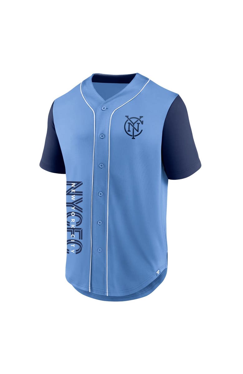 FANATICS Men's Fanatics Branded Light Blue New York City FC Balance Fashion Baseball Jersey, Alternate, color, 