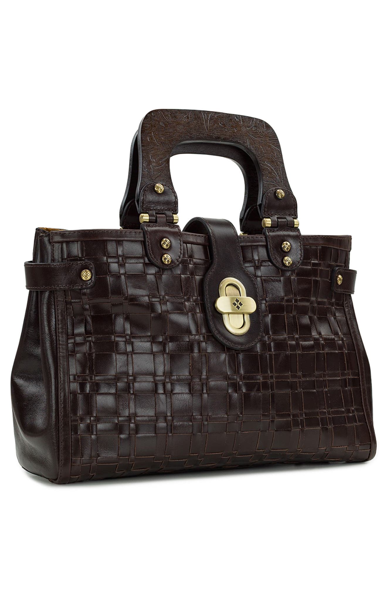 Sancia Woven Leather Satchel, Alternate, color, CHOCOLATE