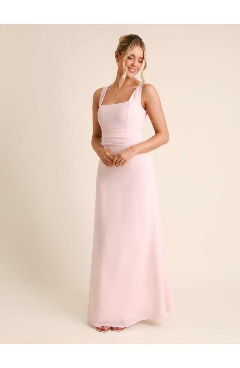 Six Stories Square Neck Chiffon Bridesmaid Dress, Alternate, color, Ballet Pink