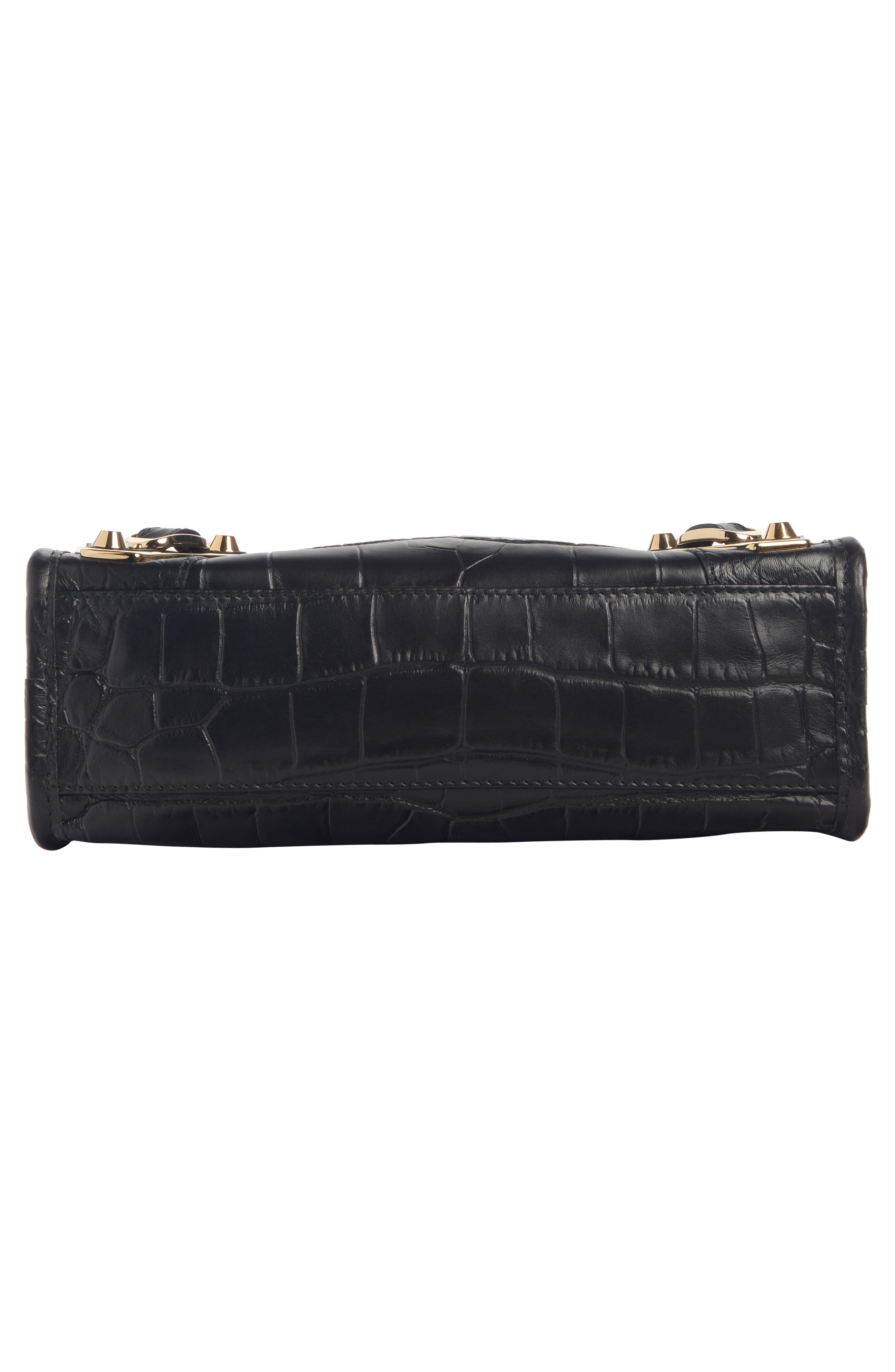 Balenciaga Mini City Metallic Edge Croc Embossed Leather Bag, Alternate, color, 