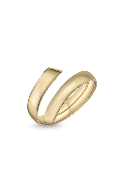 14K Gold Beveled Edge Bypass Ring