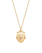 Fable England V Initial Violet Gold Spinner Chain Necklace