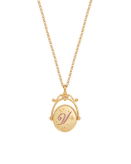 Fable England V Initial Violet Gold Spinner Chain Necklace