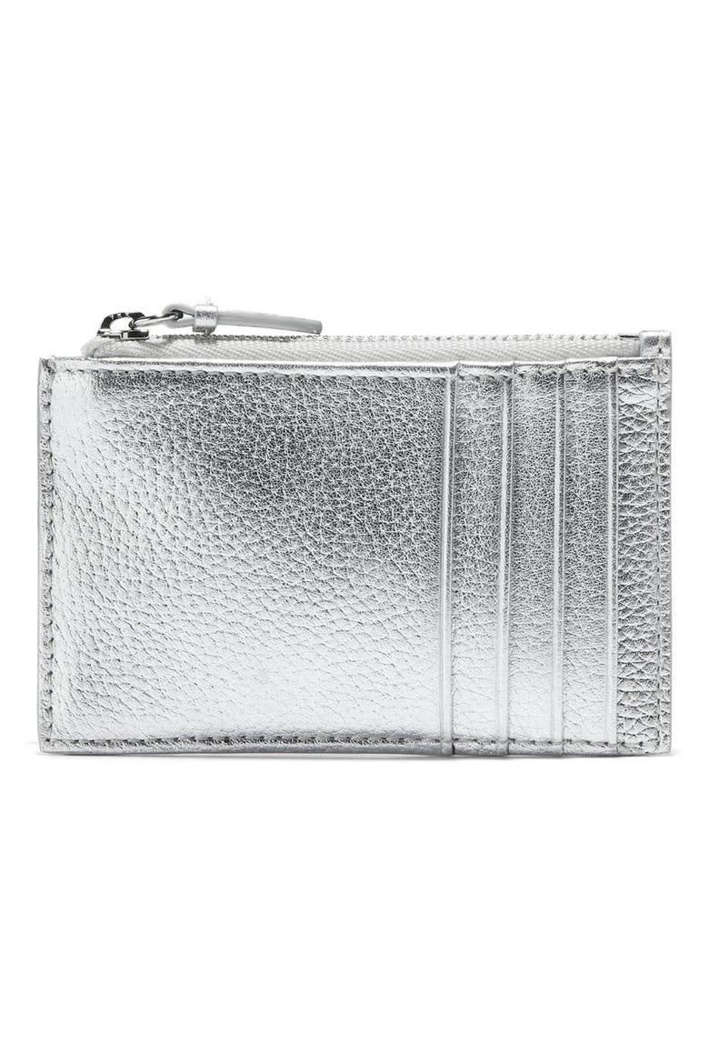 Top Zip Card Case, Alternate, color, SILVER