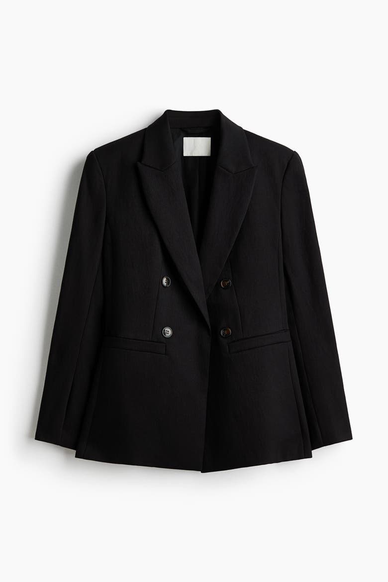 Double-Breasted Casual Blazer, Alternate, color, Black