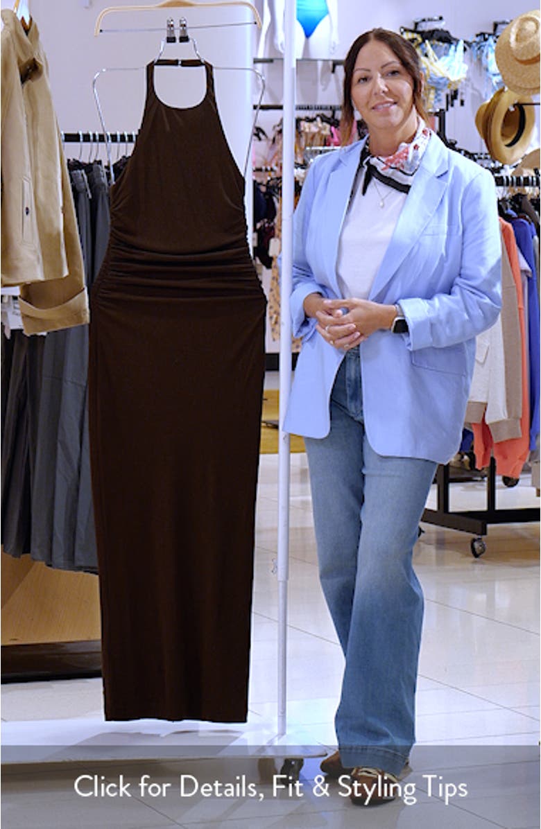 Ruched Halter Maxi Dress, sales video thumbnail