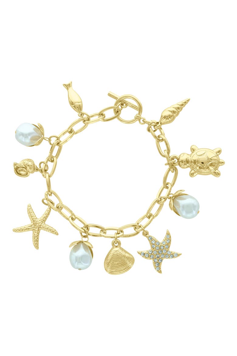 Mermaid Dreams Charm Bracelet, Alternate, color, GOLD / WHITE / CLEAR
