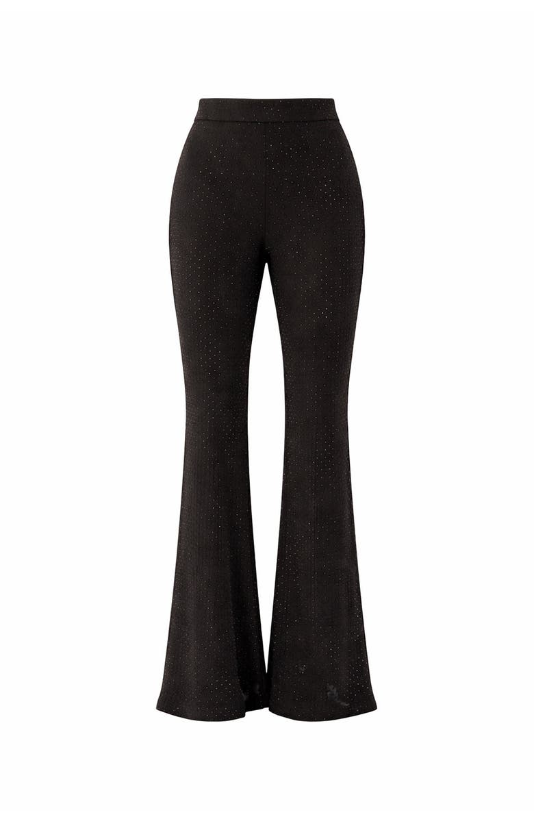 Exquise Slim Sequin Print Flared Knit Pants, Alternate, color, Black