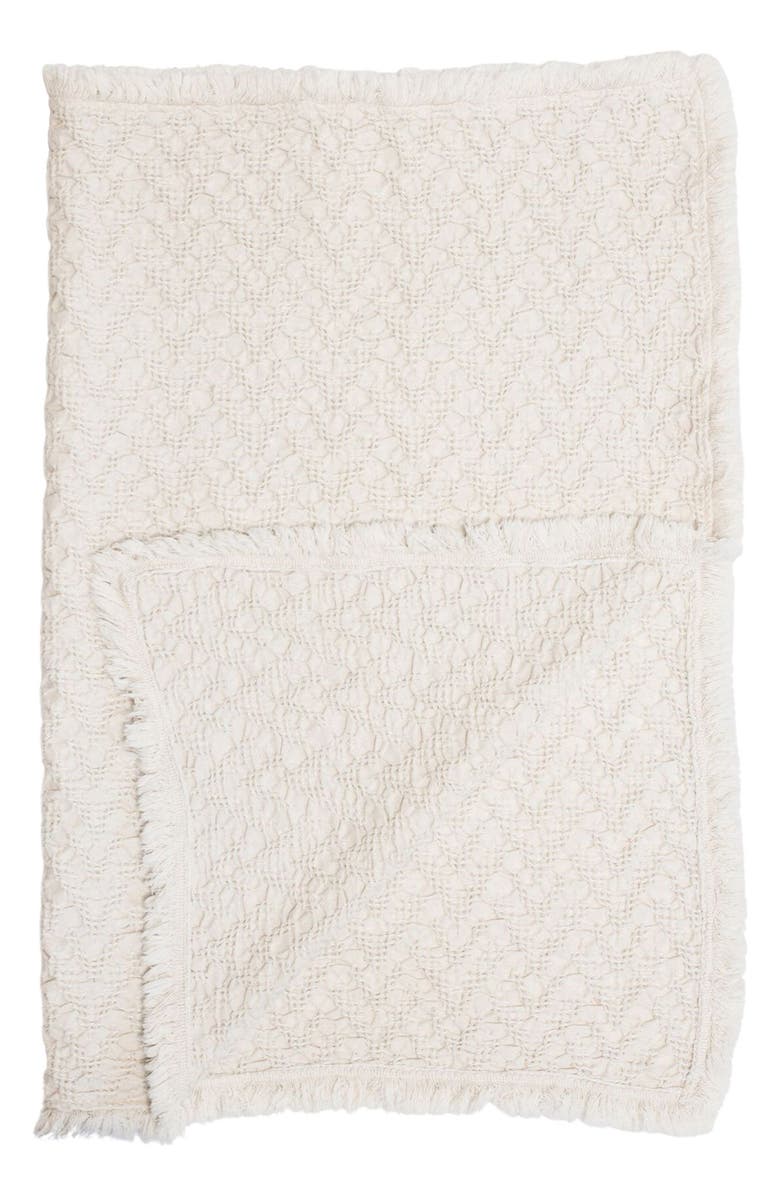 CRANE BABY Oatmeal Boho Cotton Jacquard Baby Blanket, Main, color, Cream