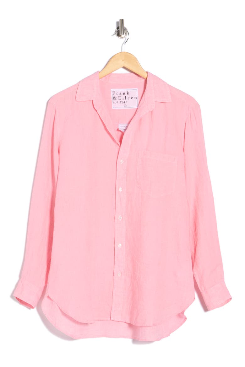 Joedy Boyfriend Linen Button-Up Shirt, Alternate, color, BUBBLEGUM PINK