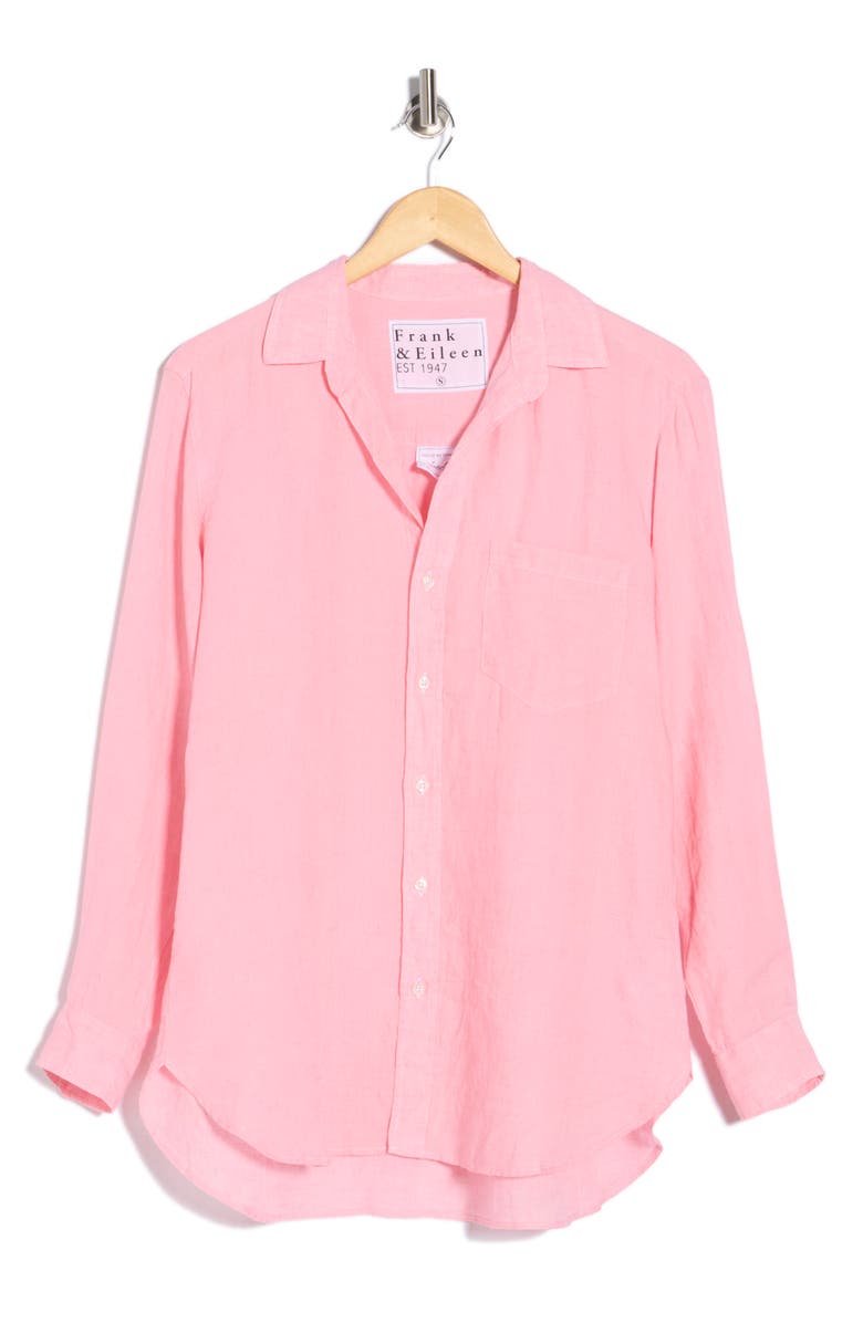 Frank & Eileen Joedy Boyfriend Linen Button-Up Shirt, Alternate, color, Bubblegum Pink