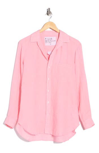 Frank & Eileen Joedy Boyfriend Linen Button-up Shirt In Pink