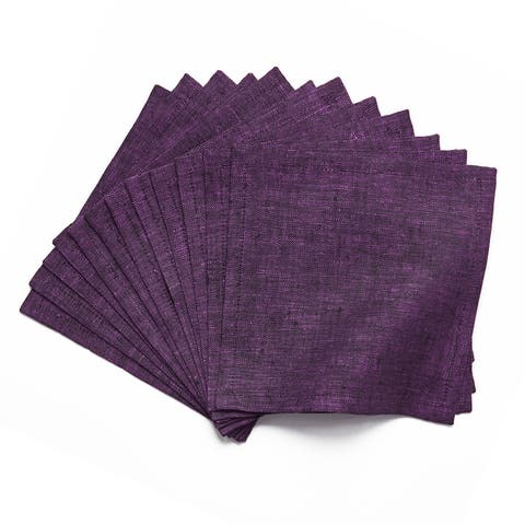 Linen Cocktail Napkins Set of 12, 9 x 9" - Athena