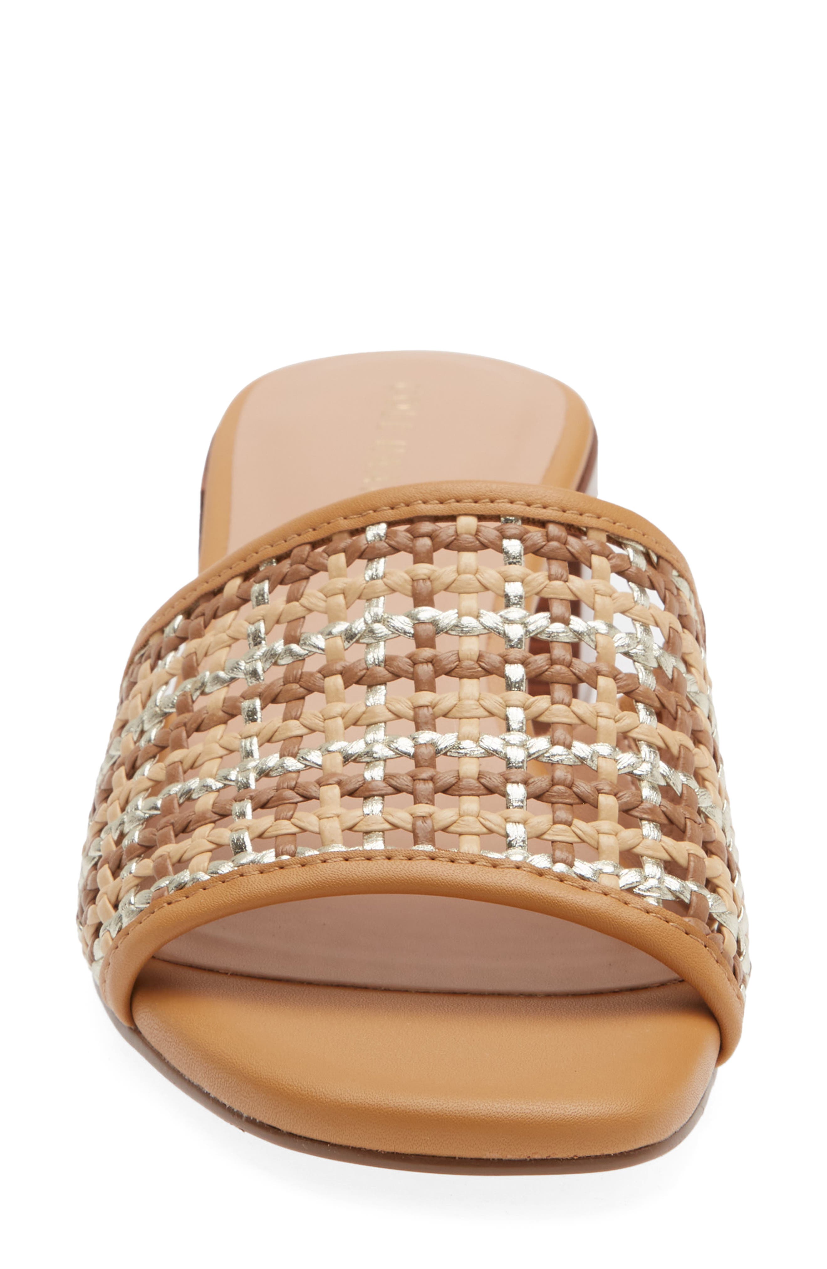 Calli Single Band Block Heel Slide Sandal, Alternate, color, NEUTRAL WOVEN / BISCUIT