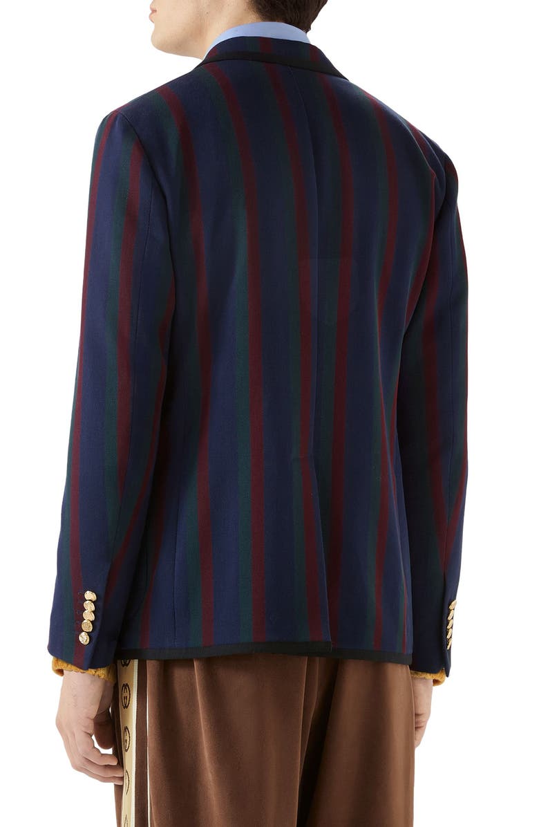 Gucci Tiger Patch Stripe Cotton Jacket, Alternate, color,