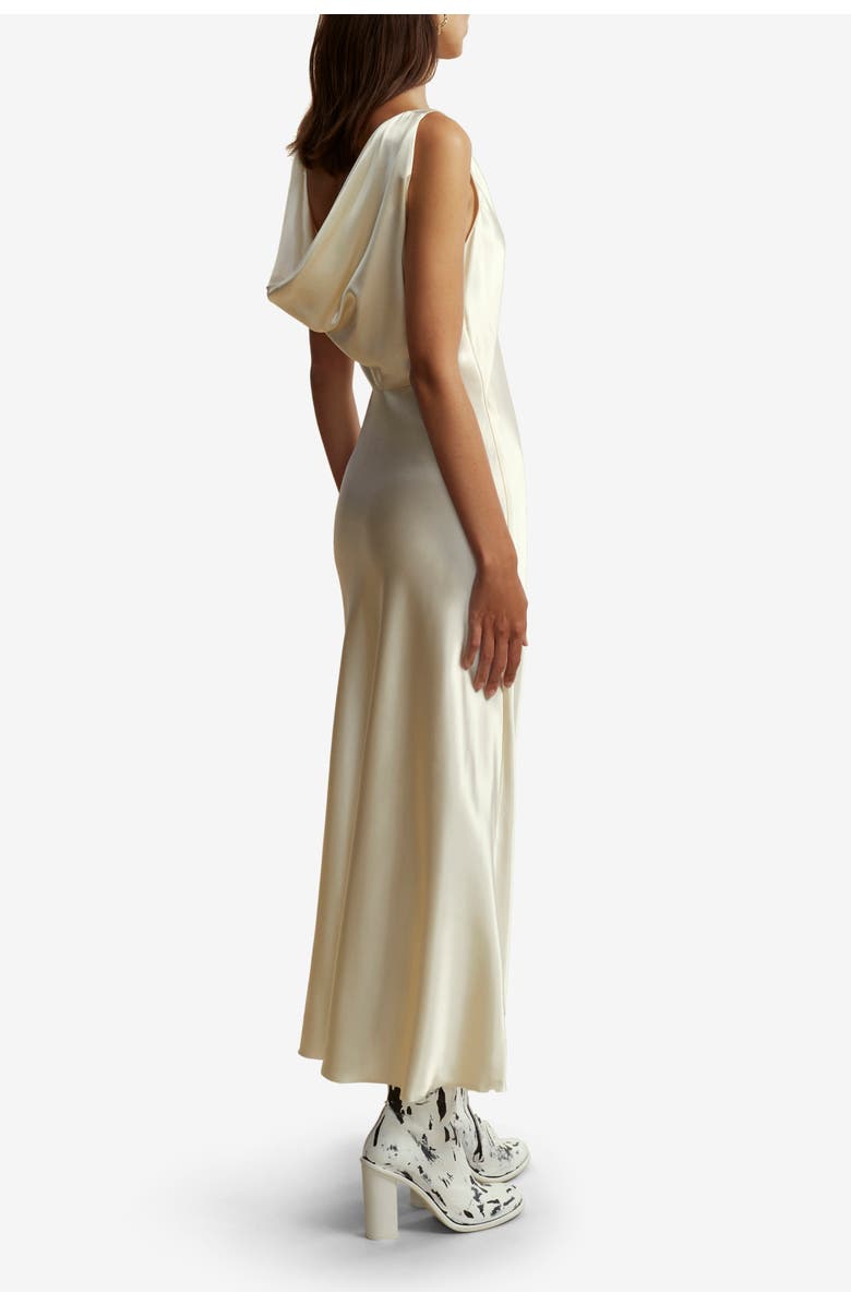Marina Moscone Cowl Back Satin Slipdress, Alternate, color, Ivory