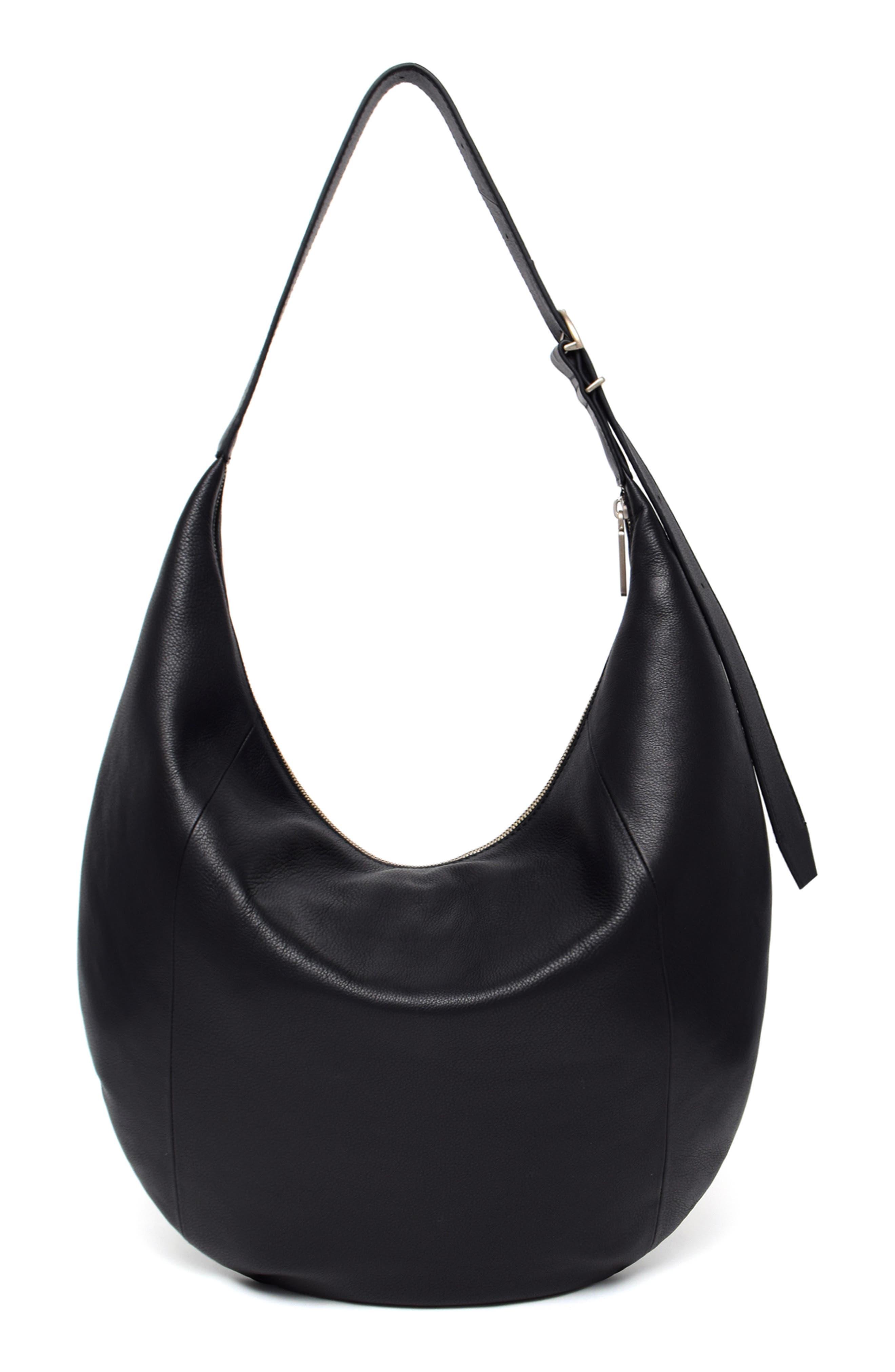 New Amsterdam Leatherworks Wyatt Oversize Hobo Bag, Alternate, color, Black