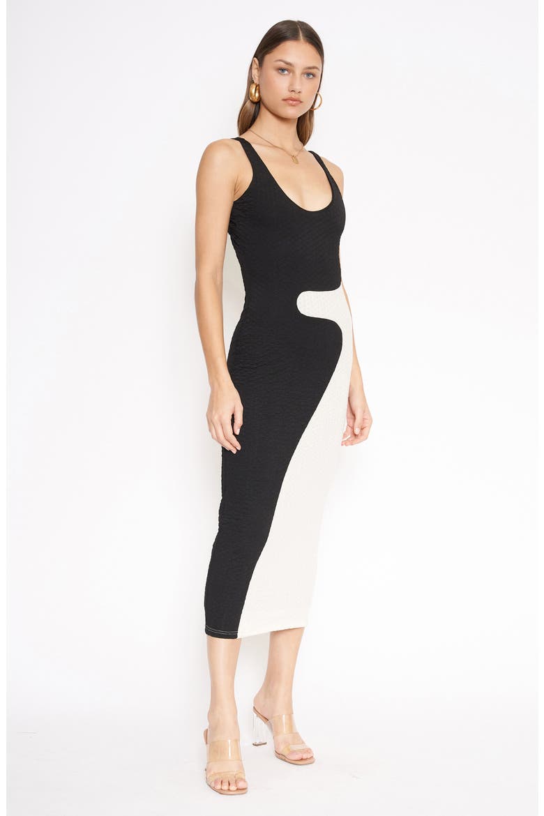 Zenni Colorblock Midi Dress, Alternate, color, BLACK CREAM